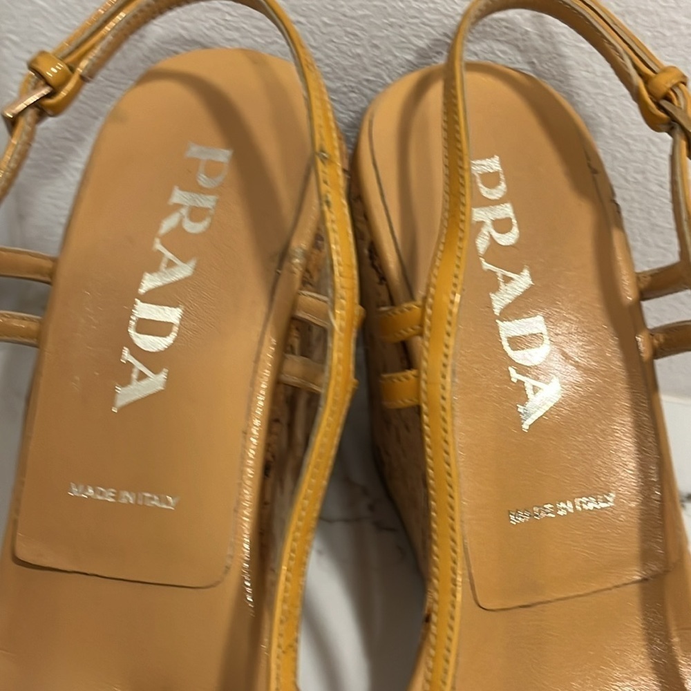 Prada Wedge Cork Strappy Sandals - Picture 2 of 7